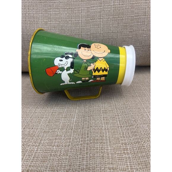 1970 PEANUTS SNOOPY HEAD BEAGLE TIN LITHO GREEN MEGAPHONE CHEIN CHARLIE BROWN - Picture 7 of 8